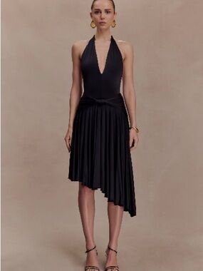 Meshki ZELDA Asymmetric Slinky Midi Dress